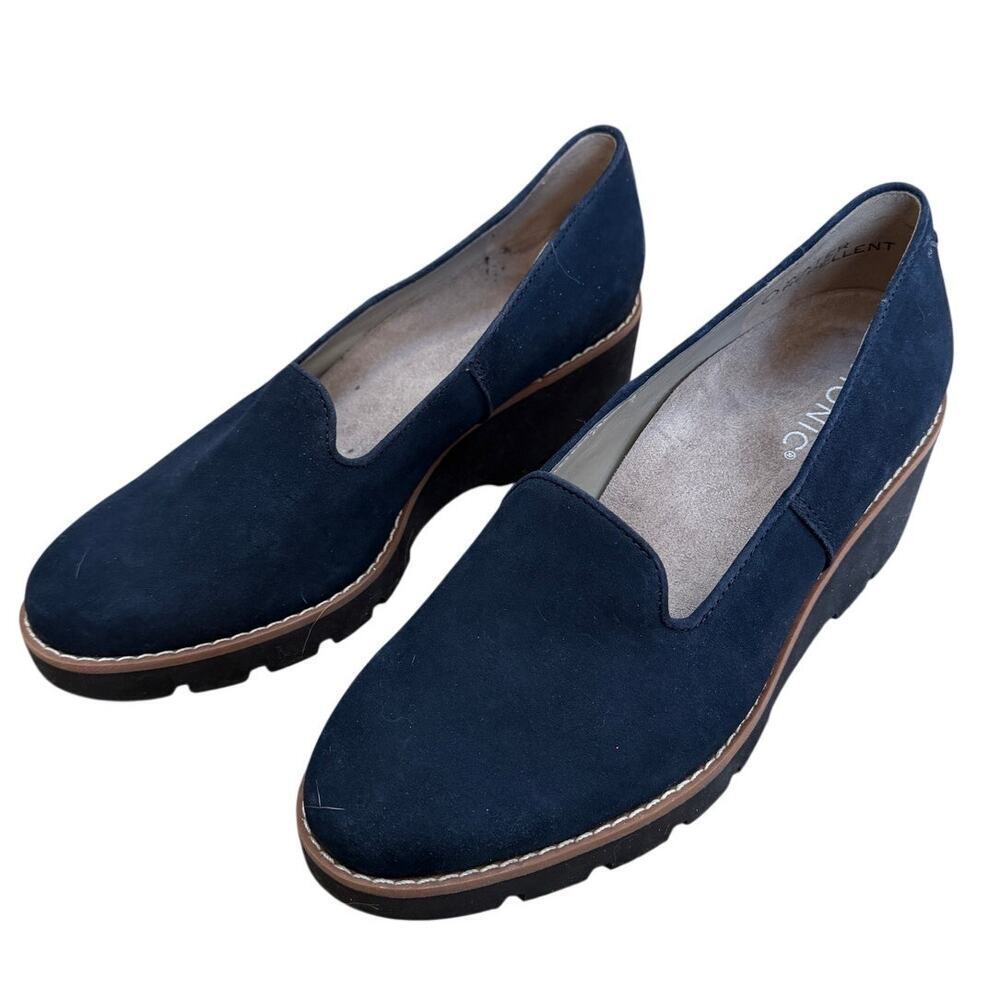 Vionic Willa Wedge Sandals – Navy Suede - Picture 2 of 14